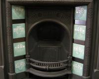 Reclaimed Aesthetic Movement Tiled Cast Iron Fireplace Insert