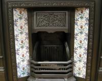 Art Nouveau Tiled Cast Iron Fireplace Insert