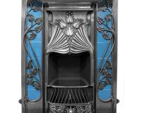 Toulouse Art Nouveau Tiled Cast Iron Combination Fireplace