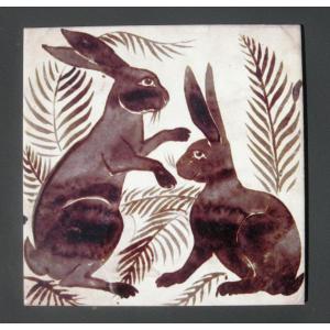 William De Morgan Arts and Crafts Rabbit FireplaceTiles