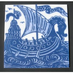 William De Morgan Arts & Crafts Galleon Fireplace Tiles