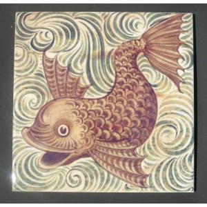 William De Morgan Arts & Crafts Fish Fireplace Tiles