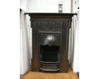  Antique Arts & Crafts / Art Nouveau Old Reclaimed Cast Iron Combination Fireplace