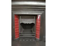 Antique Edwardian Old Reclaimed Tiled Cast Iron Fireplace Insert