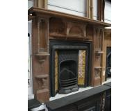 Antique Reclaimed Old Original Victorian Carved Walnut Fire Surround Mantel