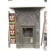 Antique Aesthetic Movement Reclaimed Old Cast Iron Combination Fireplace