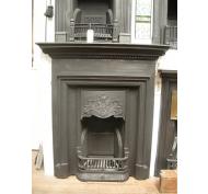 Antique Old Original Art Nouveau Reclaimed Cast Iron Combination Fireplace