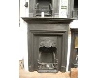 Antique Old Original Art Nouveau Reclaimed Cast Iron Combination Fireplace