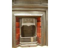 Reclaimed Antique Late Victorian / Edwardian Tiled Cast Iron Fireplace Insert