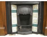 Antique Art Nouveau Tiled cast Iron fireplace Insert