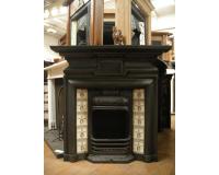 Original Reclaimed Antique Victorian Tiled Cast Iron Combination Fireplace   