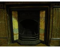 Antique Victorian Reclaimed Arts & Crafts Tiled Cast Iron Fireplace Insert