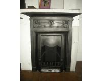 Antique Art Nouveau Original Cast Iron Combination Fireplace