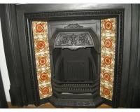 Reclaimed Old Original Antique Victorian Tiled Cast Iron Fireplace Insert