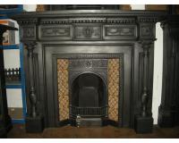 Antique Reclaimed Original Victorian Cast Iron Fireplace Surround Mantel