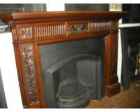 Old Reclaimed Antique Arts & Crafts Carved Wooden Fireplace Surround