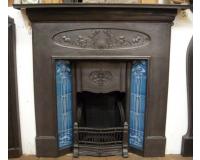 Antique Arts & Crafts Cast Iron Fireplace Combination