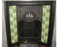 Antique Art Nouveau Tiled Cast Iron Fireplace Insert