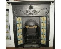 Reclaimed Antique Art Nouveau Cast Iron Combination Fireplace