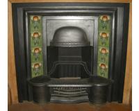 Reclaimed Edwardian Tiled Hob Grate Fireplace Insert