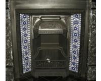 Victorian original tiled cast iron fireplace insert