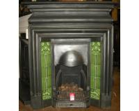 Antique Edwardian tiled cast iron combination fireplace.