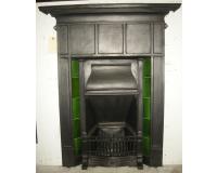 Antique Edwardian Cast Iron Tiled Combination Fireplace