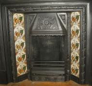 Arts and Crafts Original Tiled Cast Iron Fireplace Insert