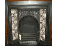 Antique Aesthetic Movement Tiled Cast Iron Fireplace Insert