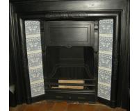 Edwardian Arts and Crafts Tiled Cast Iron Fireplace Insert