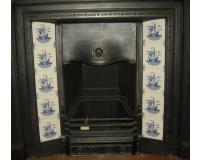 Art Nouveau Tiled Cast Iron Fireplace Insert