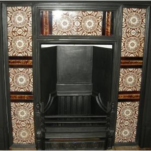 Aesthetic Movement Tiled Cast Iron Fireplace Insert