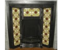 Arts and Crafts Original Tiled Cast Iron Fireplace Insert