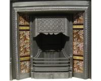 Original Aesthetic Movement Tiled Cast Iron Fireplace Insert