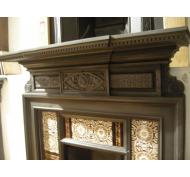 Antique Reclaimed Aesthetic Movement Cast Iron Fireplace Surround Mantel