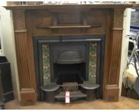 Carved Oak Victorian Fireplace Surround Mantel