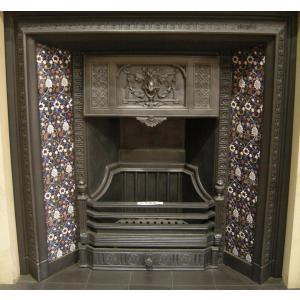 Original Tiled Victorian Cast Iron Fireplace Insert