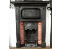 Antique Art Nouveau Tiled Cast Iron Combination Fireplace