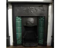 Art Nouveau Tiled Cast Iron Combination Fireplace