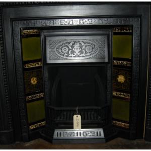 Arts and Crafts Tiled Cast Iron Fireplace insert