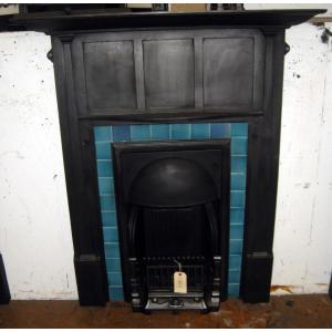 Arts and Crafts Original Tiled Cast Iron Combination Fireplace