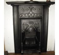 Original Cast Iron Art Nouveau Combination Fireplace