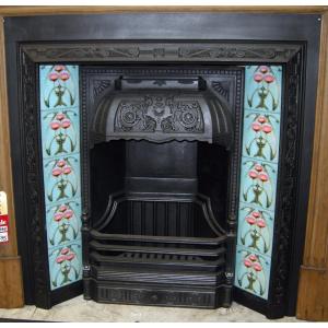 Victorian Cast Iron Tiled Fireplace insert