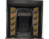 Arts and Crafts Tiled Cast Iron Fireplace Insert