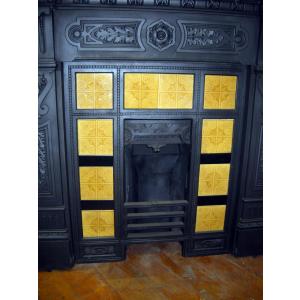 Aesthetic Movement Tiled Cast Iron Fireplace Insert