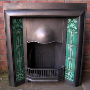 Edwardian Tiled Cast Iron Fireplace Insert