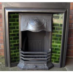 Reclaimed Tiled Cast Iron Fireplace Insert