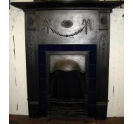 Original Tiled Edwardian Cast Iron Combination Fireplace