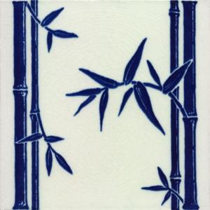 Japanesque Blue & White Bamboo Fireplace Tiles