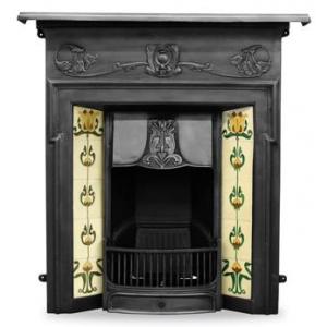 Morris Art Nouveau Tiled Cast Iron Combination Fireplace